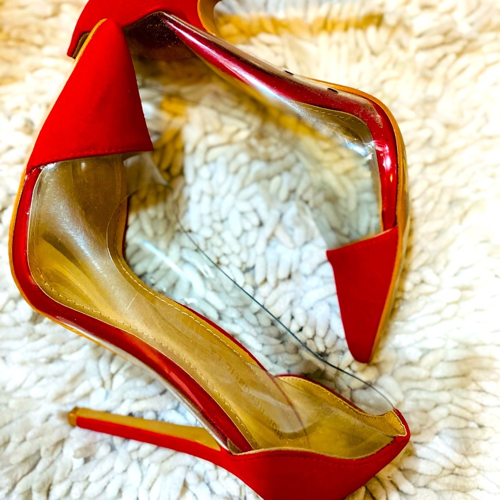 Beautiful red heels with PVC